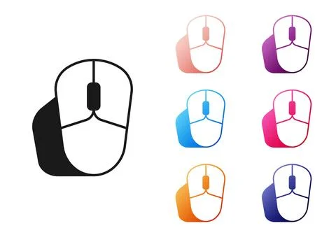 Black Computer mouse icon isolated on white background. Optical with wheel .. 스톡 일러스트