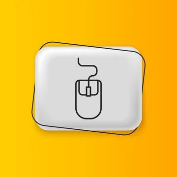 Black Computer mouse icon isolated on yellow background. Optical with wheel.. Stock Illustration