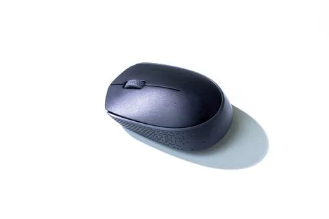 A black computer mouse isolated on a clean white background, perfect for te.. Stock Photos
