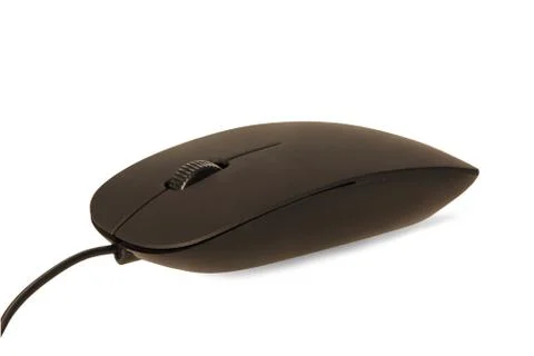 Black computer mouse isolated on white with shadow. 写真素材