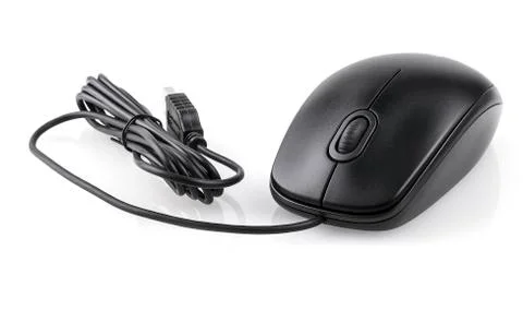 Black Computer mouse isolated on a white background. Stock Photos