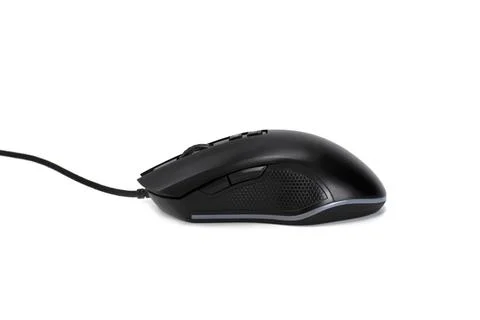 Black computer mouse isolated on white background. Stock Photos