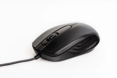 Black computer mouse isolated on white background Stock Photos