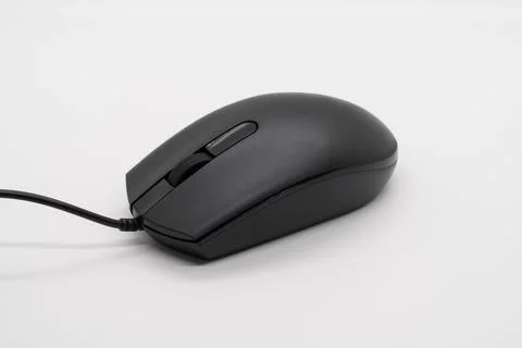 Black computer mouse isolated on a white background Stock Photos