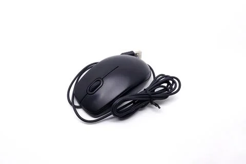 Black computer mouse isolated on white background with clipping path Stock Photos