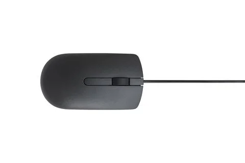 Black computer mouse isolated on white background. Stock Photos