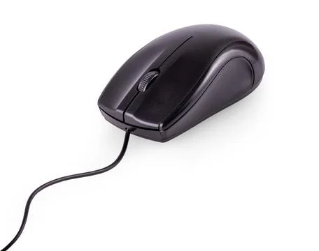 Black computer mouse isolated on white background 스톡 사진