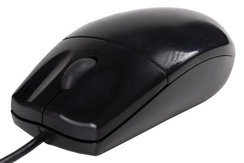 Black computer mouse. Pointing device for personal computers. Stock Photos