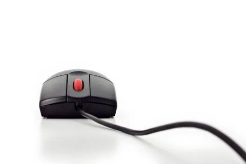 Black Computer Mouse With Red Wheel Stock Photos