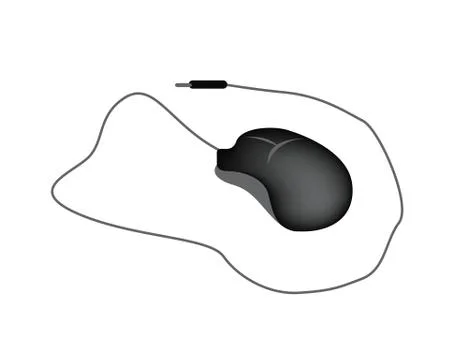 Black Computer Mouse on A White Background イラスト素材