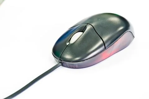 Black computer mouse on white background. 스톡 사진