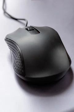 Black Computer Mouse on White Background Stock Photos