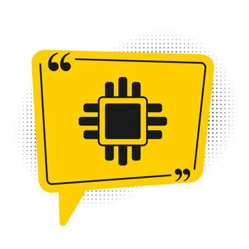 Black Computer processor with microcircuits CPU icon isolated on white イラスト素材