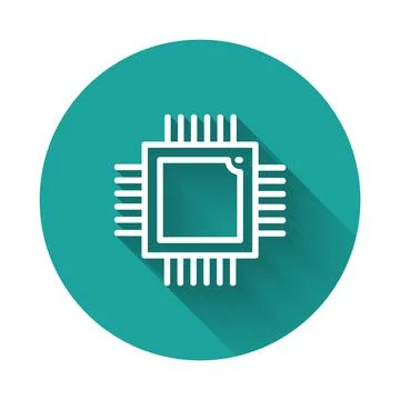 Black Computer processor with microcircuits CPU icon isolated on white イラスト素材