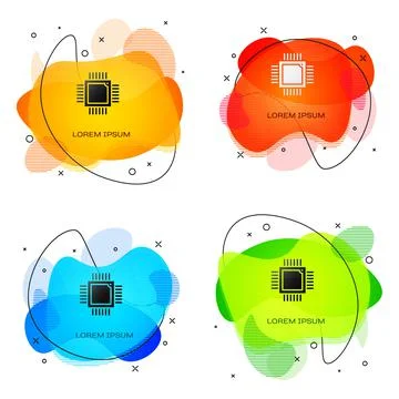 Black Computer processor with microcircuits CPU icon isolated on white イラスト素材