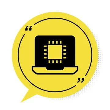 Black Computer processor with microcircuits CPU icon isolated on white イラスト素材