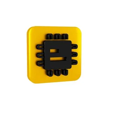 Black Computer processor with microcircuits CPU icon isolated on transparent イラスト素材