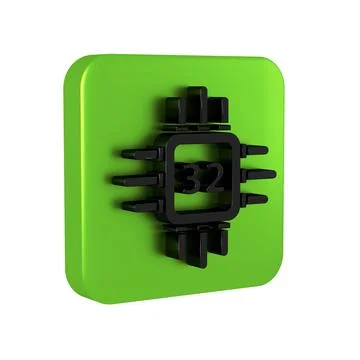 Black Computer processor with microcircuits CPU icon isolated on transparen.. イラスト素材