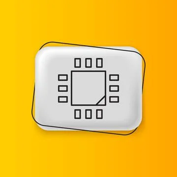 Black Computer processor with microcircuits CPU icon isolated on yellow bac.. イラスト素材
