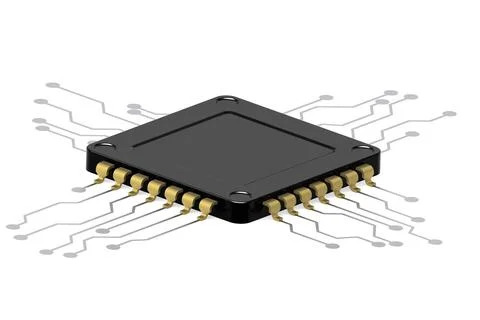 Black computer processor on white background イラスト素材