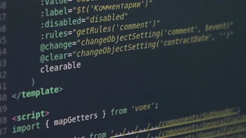 Black Computer screen of an engineer developing software app using Personal Stock Footage 131405066