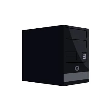 Black computer system unit icon, cartoon style Illustrazione stock