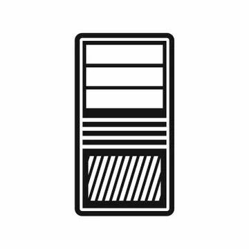 Black computer system unit icon, simple style Illustrazione stock