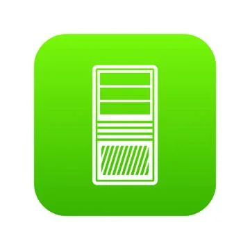 Black computer system unit icon digital green Stock Illustration