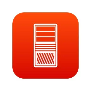 Black computer system unit icon digital red Stock Illustration