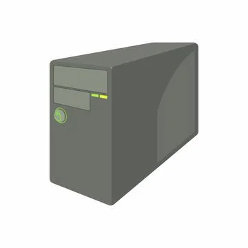 Black computer system unit icon, cartoon style Stock Illustration