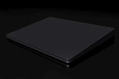 Black computer trackpad or wireless touch pad isolated on black background Stock Illustration