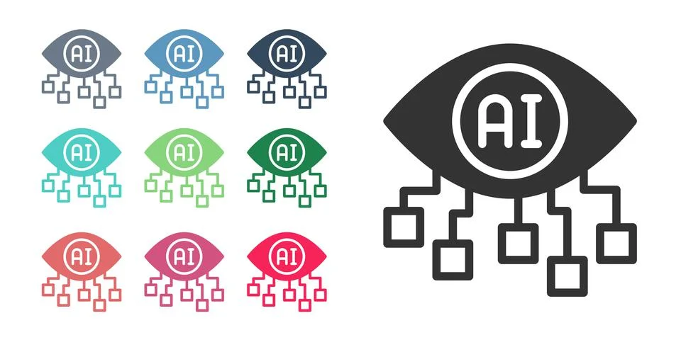 Black Computer vision icon isolated on white background. Technical vision, eye Stock Illustration