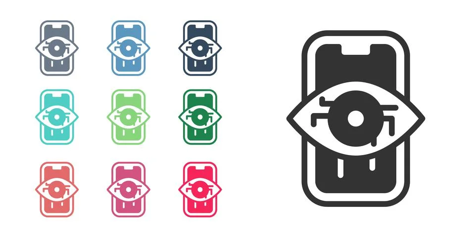 Black Computer vision icon isolated on white background. Technical vision, eye Stock Illustration