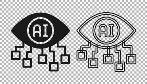 Black Computer vision icon isolated on transparent background. Technical vision Illustrazione stock
