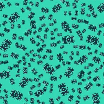 Black Computer vision icon isolated seamless pattern on green background Stock Illustration