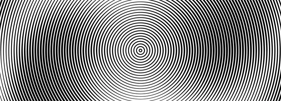 Black concentric circle background. Radial geometric pattern wallpaper. Line Stock Illustration