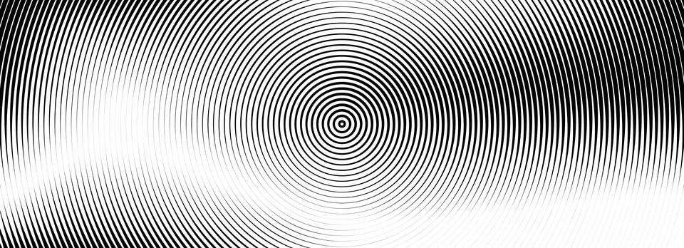 Black concentric circle texture. Radial geometric pattern background. Round 스톡 일러스트