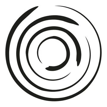 Black concentric spiral brush stroke circle abstract Stock Illustration