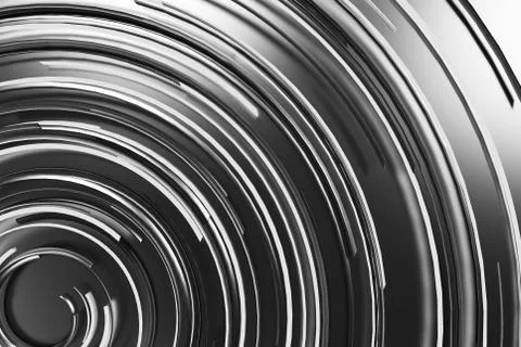 Black concentric spiral with white glowing elements on black background Illustrazione stock