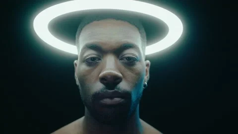 Black Confident Man Posing under Ring Light Stock Footage 236687530