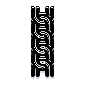 Black connected chain link forming a letter Stock Illustration