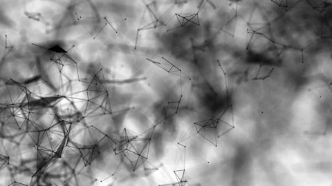 Black connecting particles fly slowly on a white background. Animated abstract b Stock Footage 124619968