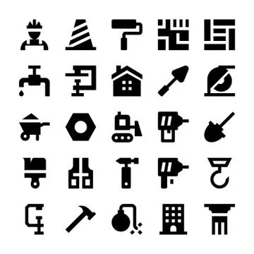 Black Construction Vector Icons Stock Illustration