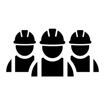 Black construction worker icon Building contractor Stock Illustration