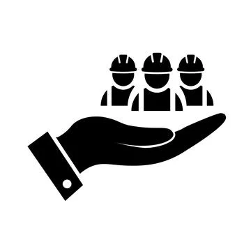 Black construction workers on hand icon. Labor day Illustrazione stock