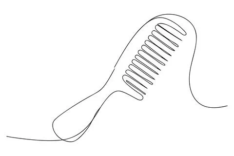 Black continuous line drawing of a comb hair comb hair care Illustration