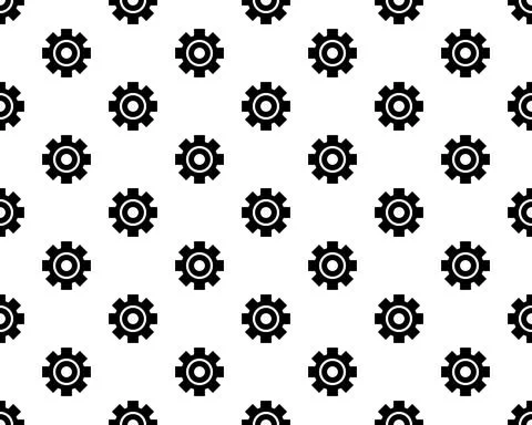 Black contour gears seamless vector texture background, seamless pattern . Ge Stock Illustration