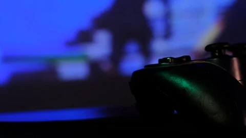 Black controller to play video games on game console. Stock Footage 130055383