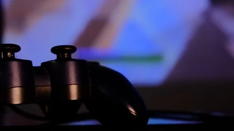 Black controller to play video games on game console. Stock Footage 130055398
