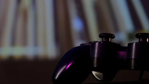 Black controller to play video games on game console. Stock Footage 130055420